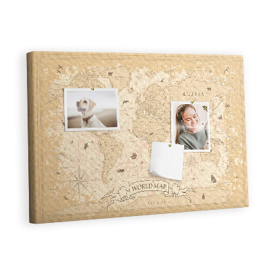 Quadro em cortiça Mapa-múndi vintage