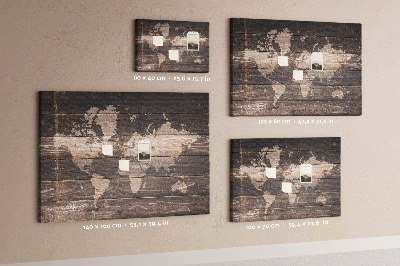 Painel em cortiça Mapa em madeira