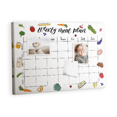 Quadro de aviso de cortiça Cardápio semanal
