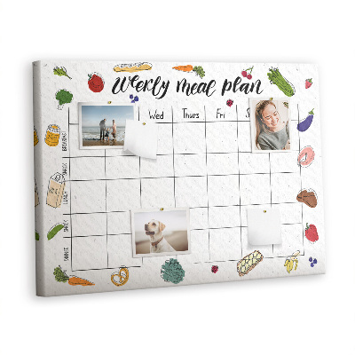 Quadro de aviso de cortiça Cardápio semanal