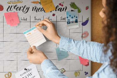 Quadro de aviso de cortiça Cardápio semanal