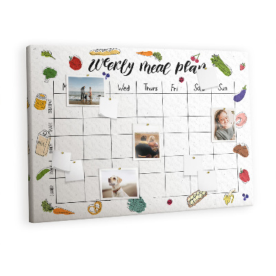 Quadro de aviso de cortiça Cardápio semanal