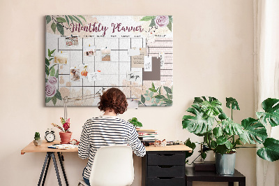 Quadro em cortiça Planejador de rosas