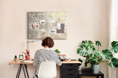 Quadro de aviso de cortiça Sombra de palmeira na areia
