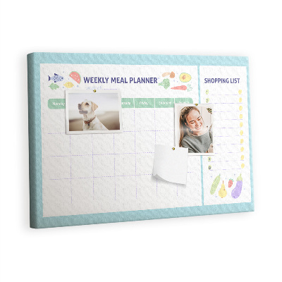 Quadro de aviso de cortiça Planejador de refeições