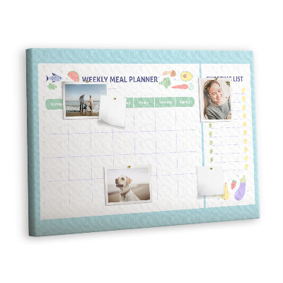 Quadro de aviso de cortiça Planejador de refeições