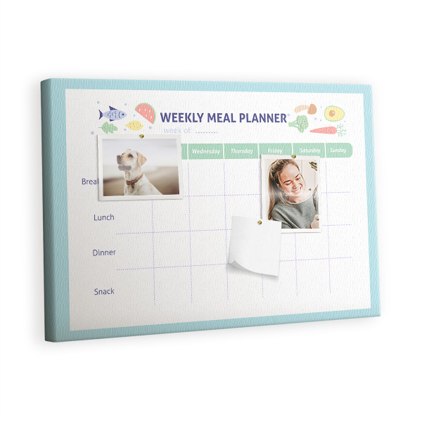 Painel em cortiça Plano de refeições saudáveis