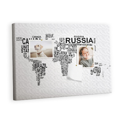 Quadro em cortiça Mapa de letras