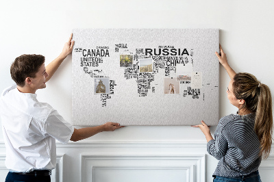Quadro em cortiça Mapa de letras