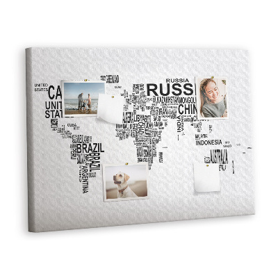 Quadro em cortiça Mapa de letras