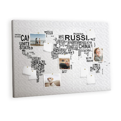 Quadro em cortiça Mapa de letras