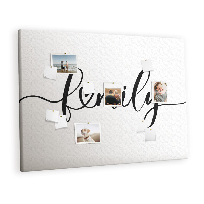 Painel em cortiça A família da inscrição