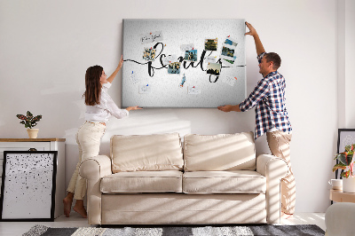 Painel em cortiça A família da inscrição