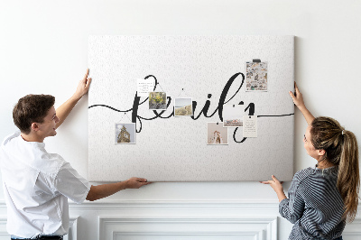 Painel em cortiça A família da inscrição