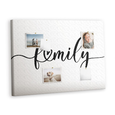 Painel em cortiça A família da inscrição