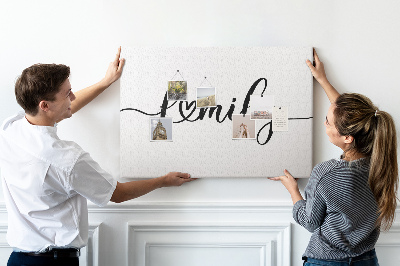 Painel em cortiça A família da inscrição