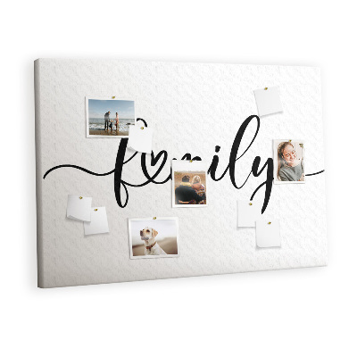 Painel em cortiça A família da inscrição