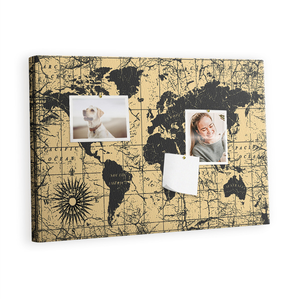 Painel em cortiça Mapa Vintage