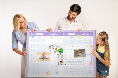 Quadro de aviso de cortiça Planejador anual rosa