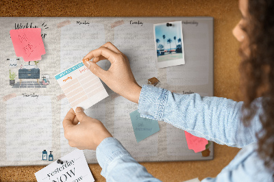 Quadro de aviso de cortiça Planejador semanal