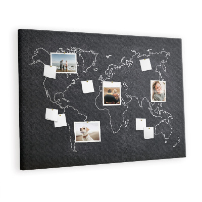 Quadro em cortiça Esboço do mapa mundial