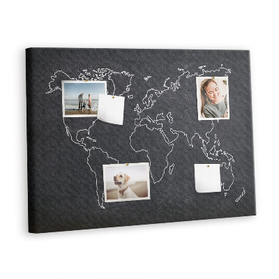 Quadro em cortiça Esboço do mapa mundial