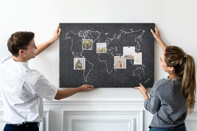 Quadro em cortiça Esboço do mapa mundial