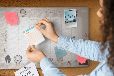 Painel em cortiça Plano semanal