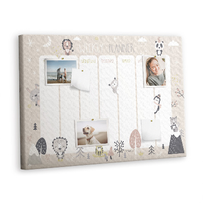 Painel em cortiça Plano semanal