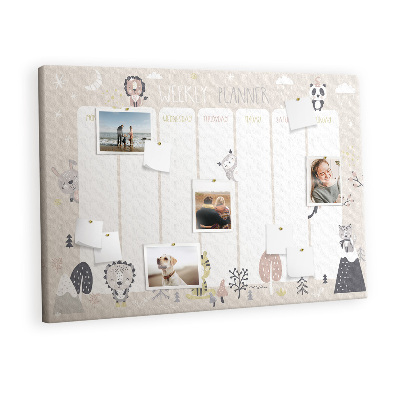 Painel em cortiça Plano semanal