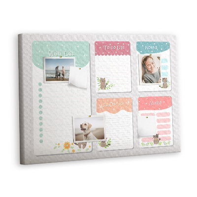 Quadro em cortiça Lista de desejos