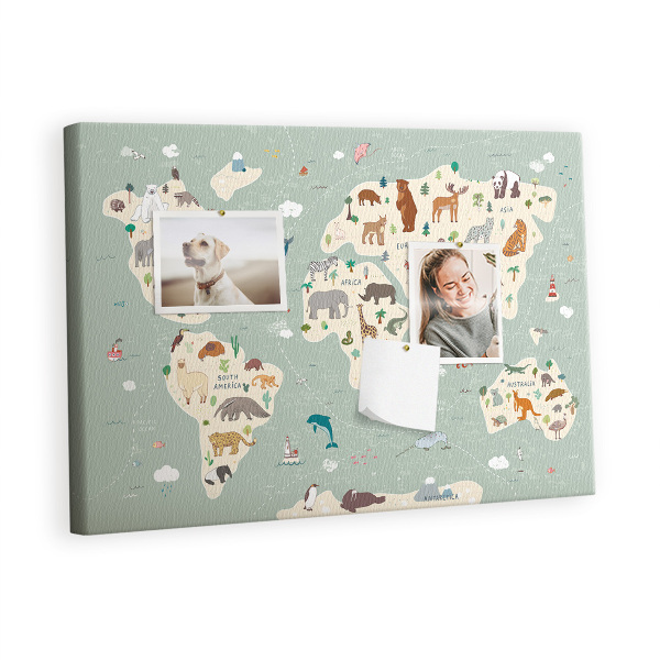 Painel em cortiça Mapa de animais