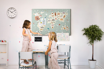 Painel em cortiça Mapa de animais