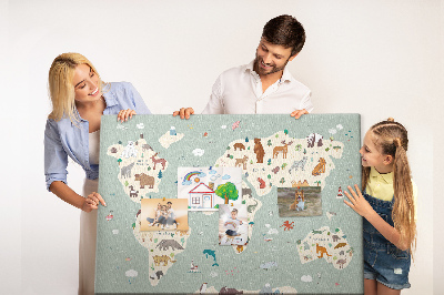 Painel em cortiça Mapa de animais