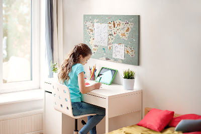 Painel em cortiça Mapa de animais