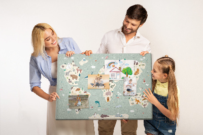 Painel em cortiça Mapa de animais