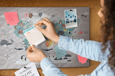 Quadro em cortiça Mapa de desenho animado