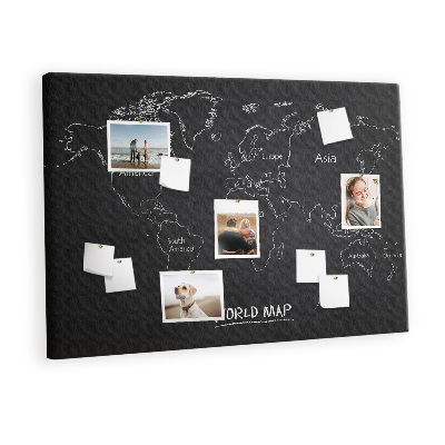 Painel em cortiça Países do mapa mundial