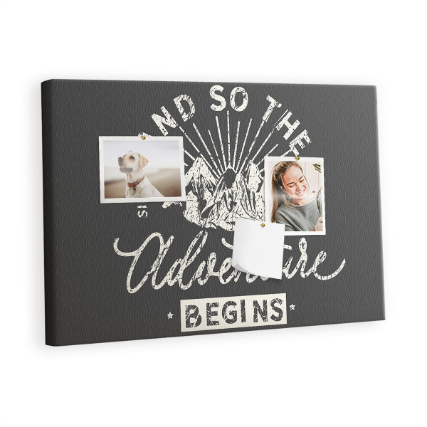 Quadro em cortiça Citação de aventura