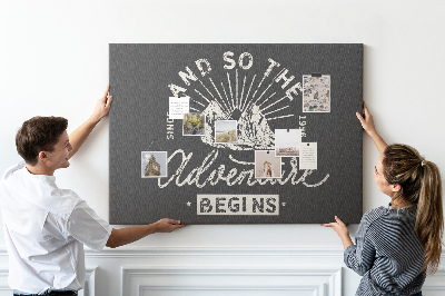 Quadro em cortiça Citação de aventura