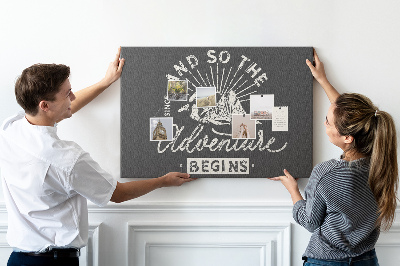 Quadro em cortiça Citação de aventura