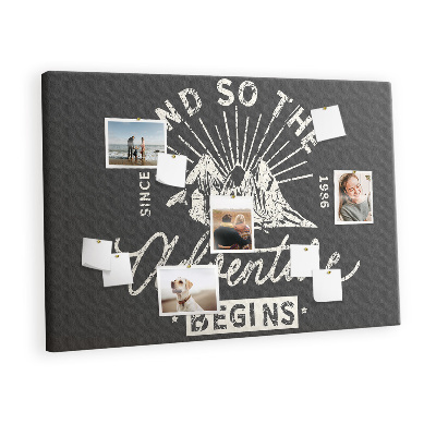 Quadro em cortiça Citação de aventura