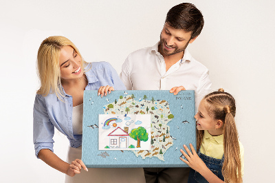 Quadro de aviso de cortiça Mapa de animais