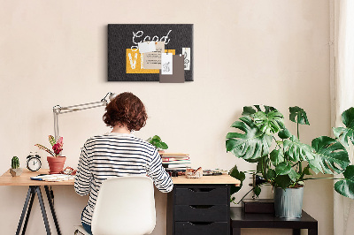 Quadro de aviso de cortiça Citação motivacional