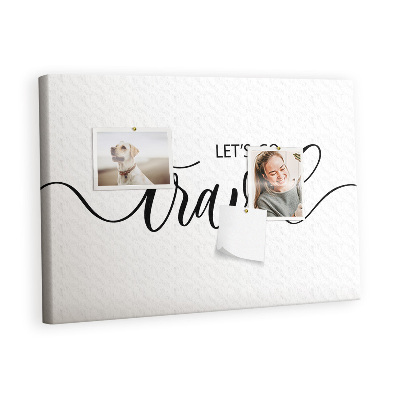 Quadro em cortiça A inscrição viaja