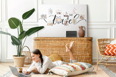 Quadro em cortiça A inscrição viaja