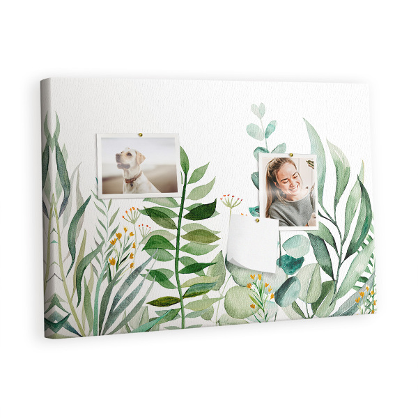 Quadro de aviso de cortiça Folhas em aquarela