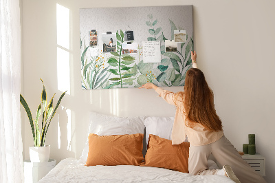 Quadro de aviso de cortiça Folhas em aquarela