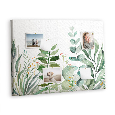 Quadro de aviso de cortiça Folhas em aquarela