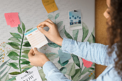 Quadro de aviso de cortiça Folhas em aquarela